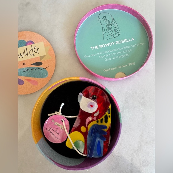 Erstwilder x Pete Cromer Rowdy Rosella Brooch - Picture 3 of 3